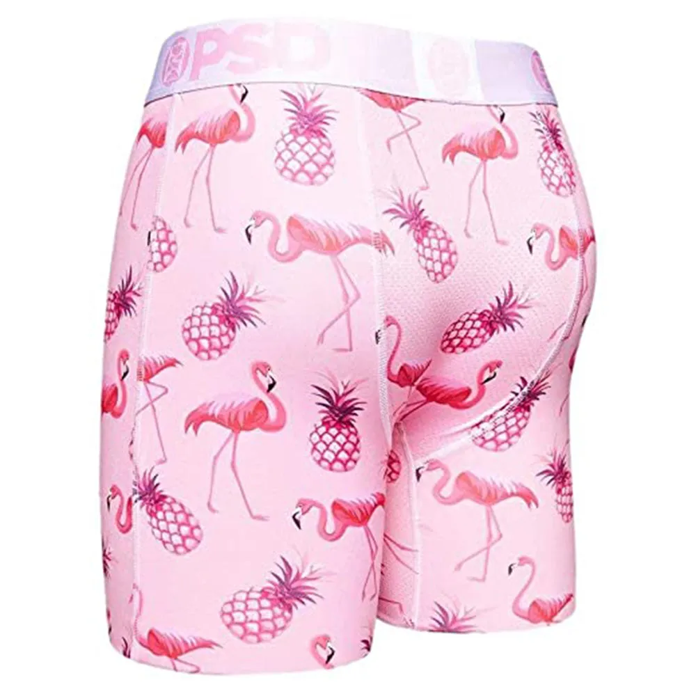 Psd Mens Elastic Wide Band Boxer Brief Pink Flamingo Breathable Underwear - 121180028-PNK-XL