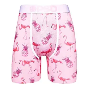 Psd Mens Elastic Wide Band Boxer Brief Pink Flamingo Breathable Underwear - 121180028-PNK-XL