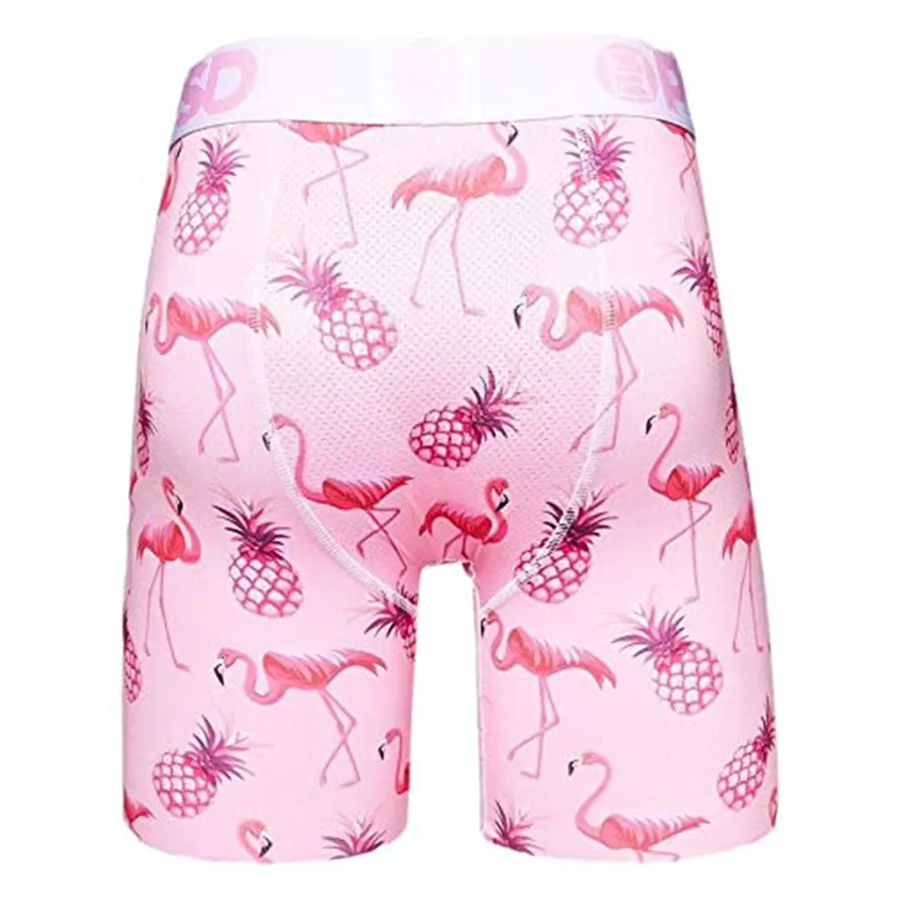 Psd Mens Elastic Wide Band Boxer Brief Pink Flamingo Breathable Underwear - 121180028-PNK-XL