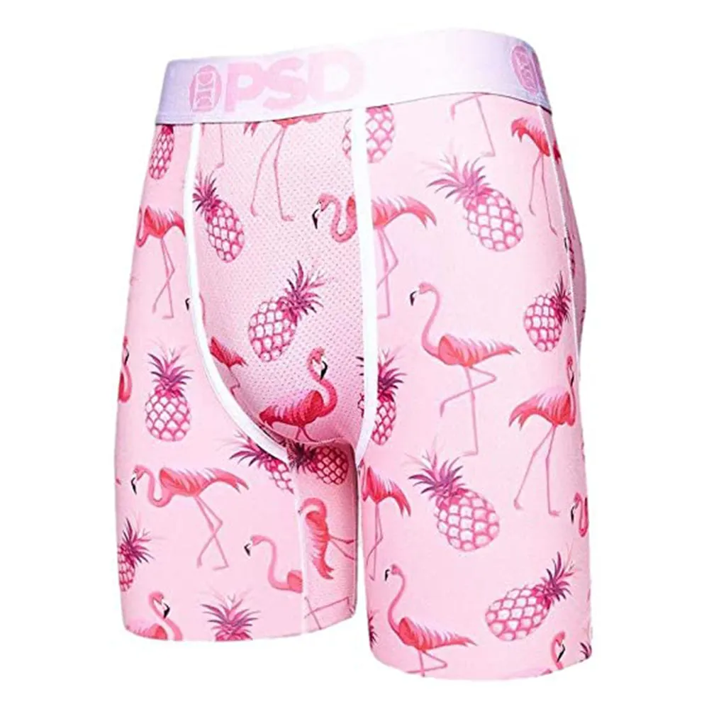 Psd Mens Elastic Wide Band Boxer Brief Pink Flamingo Breathable Underwear - 121180028-PNK-XL