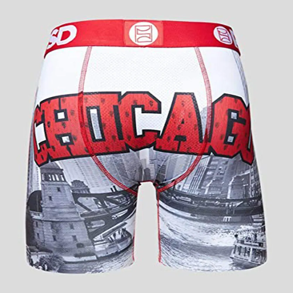 PSD Men's Multi-Color Chicago Print Breathable Boxer Briefs Underwear - 42011051-MUL-L