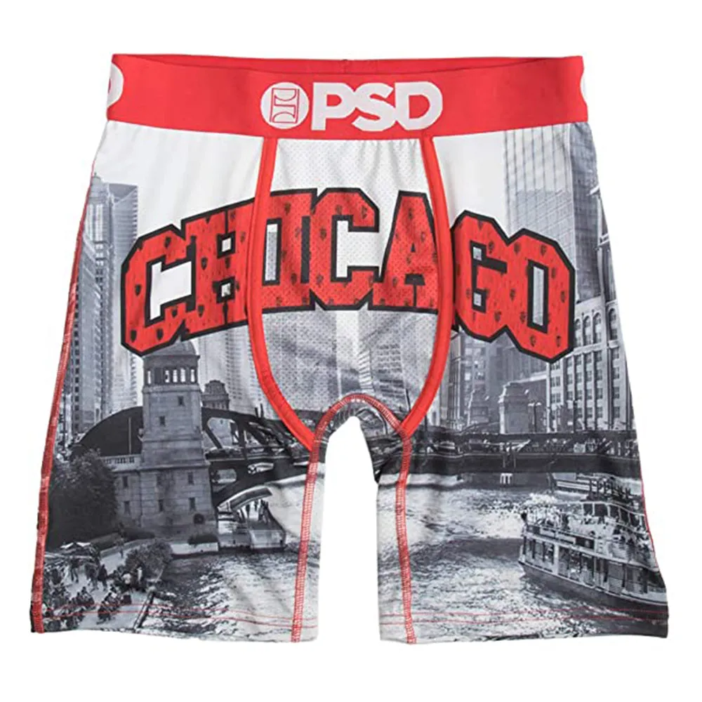 PSD Men's Multi-Color Chicago Print Breathable Boxer Briefs Underwear - 42011051-MUL-L