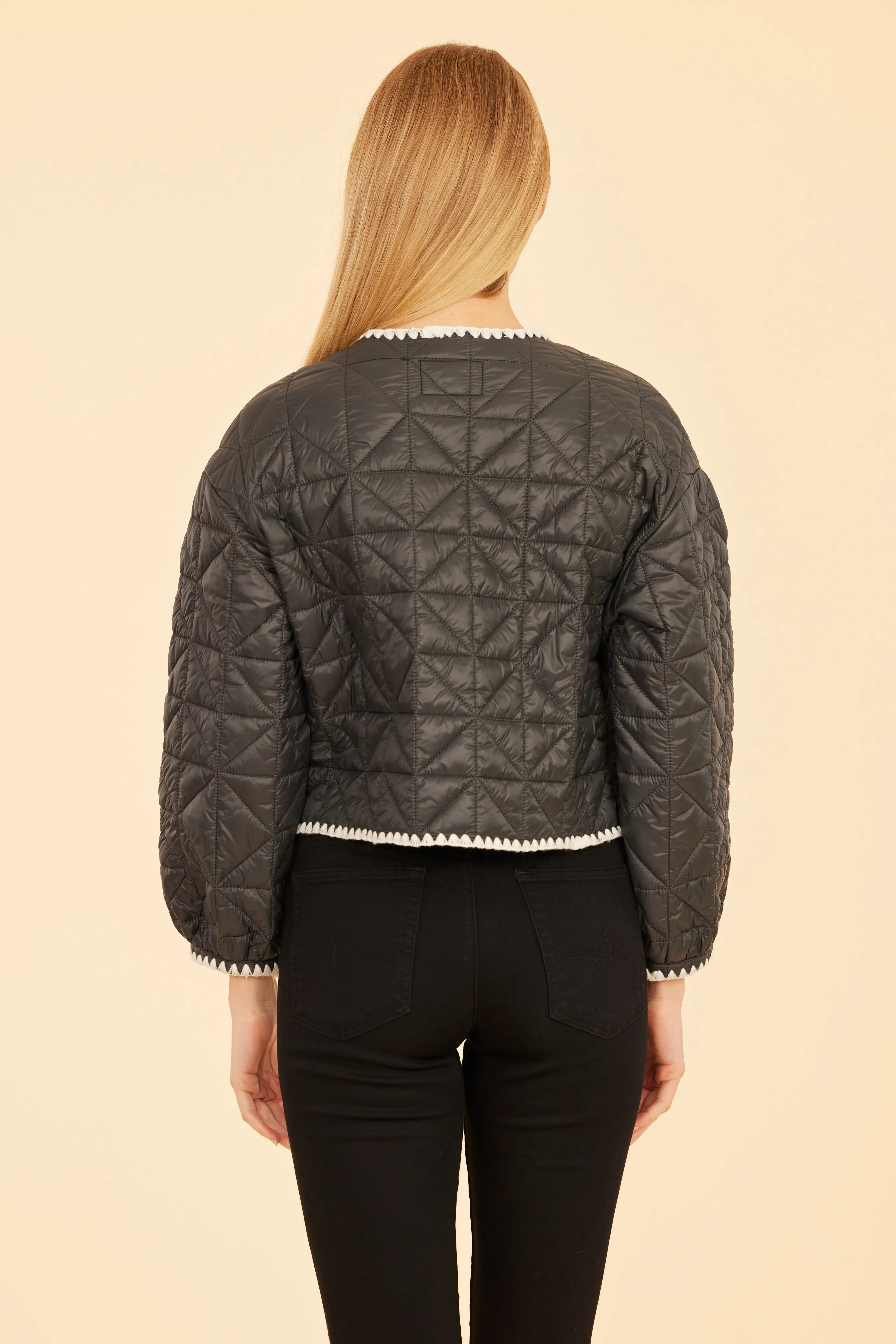 Quilted Whip Stitch Cropped Jacket