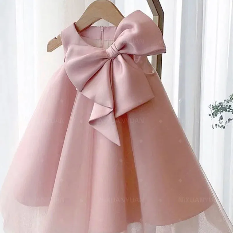 "Mari" Elegant Party Dress With Big Bow - 2-10 Years - 4 Colors