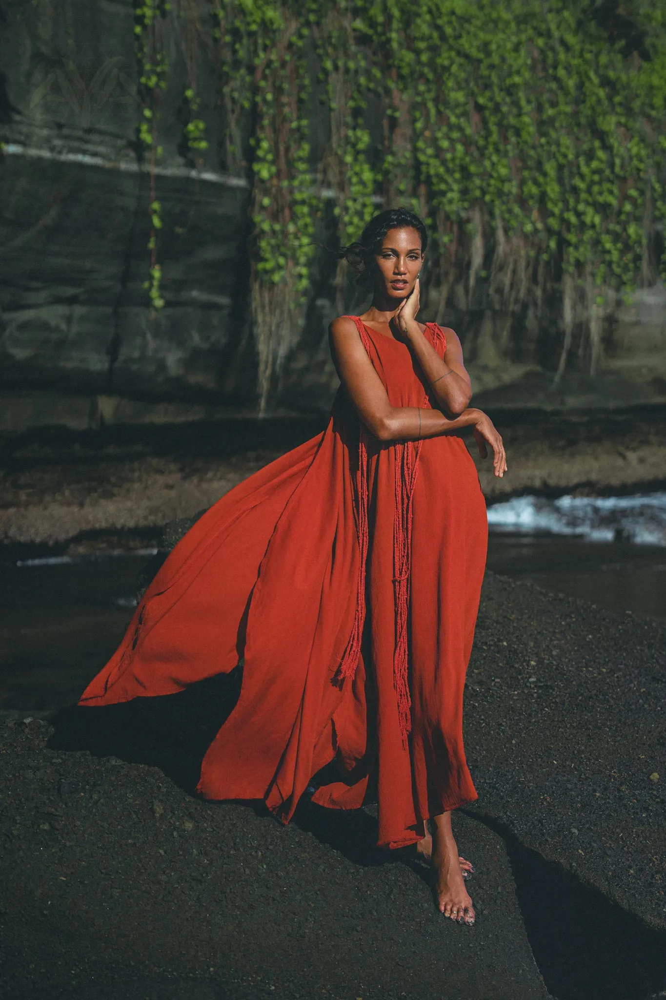 Red Greek Dress • Prom Dance Macrame Dress • Boho Goddess Dress