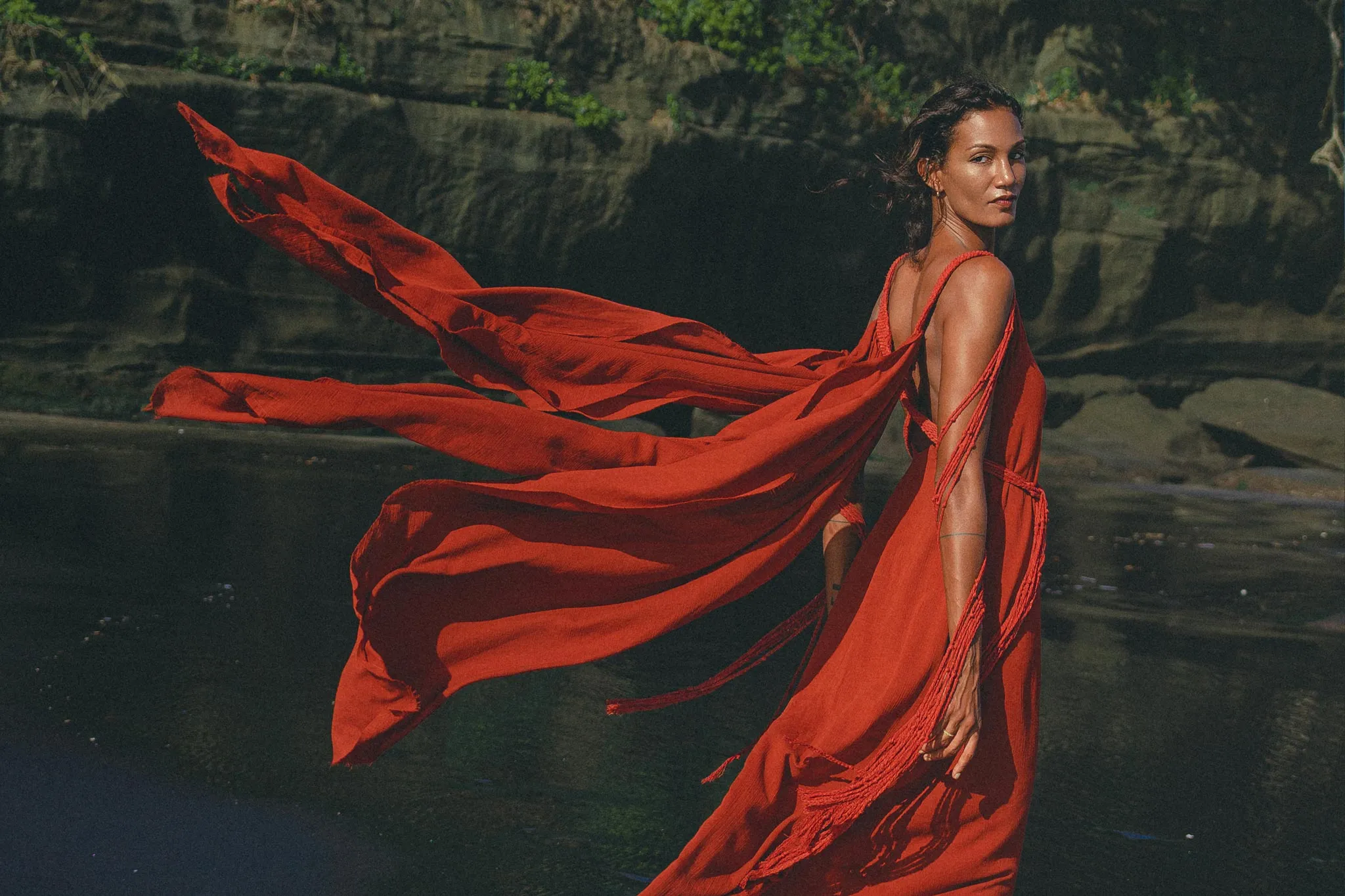 Red Greek Dress • Prom Dance Macrame Dress • Boho Goddess Dress