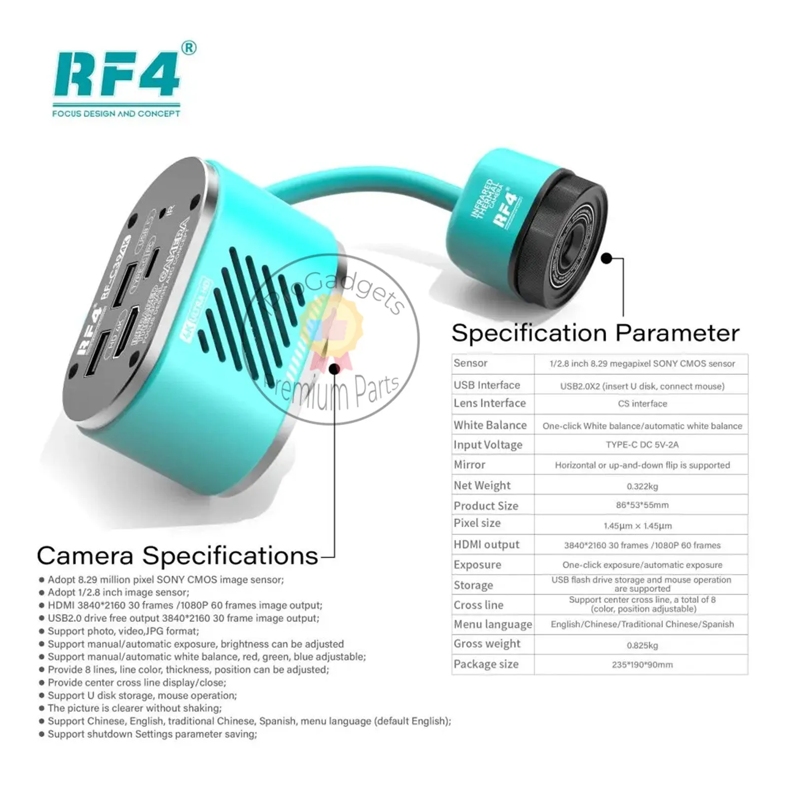 RF4 RF-C39 Infrared Dual-Spectral Thermal Camera Microscope PCB Board 2 In 1