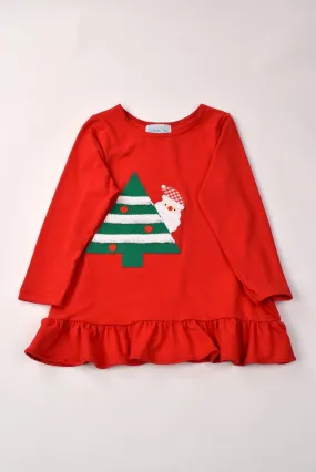 Santa Red Baby Doll Top with Red Stripe Leggings