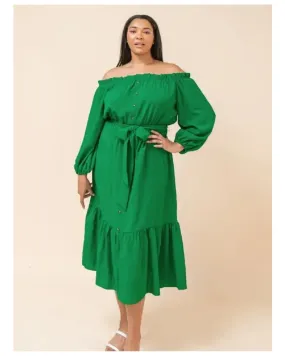 Sarah - Plus Size Solid Midi Dress