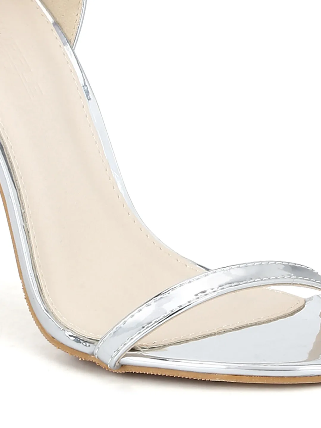 Silver PU Barely There Stilettos Synthetic