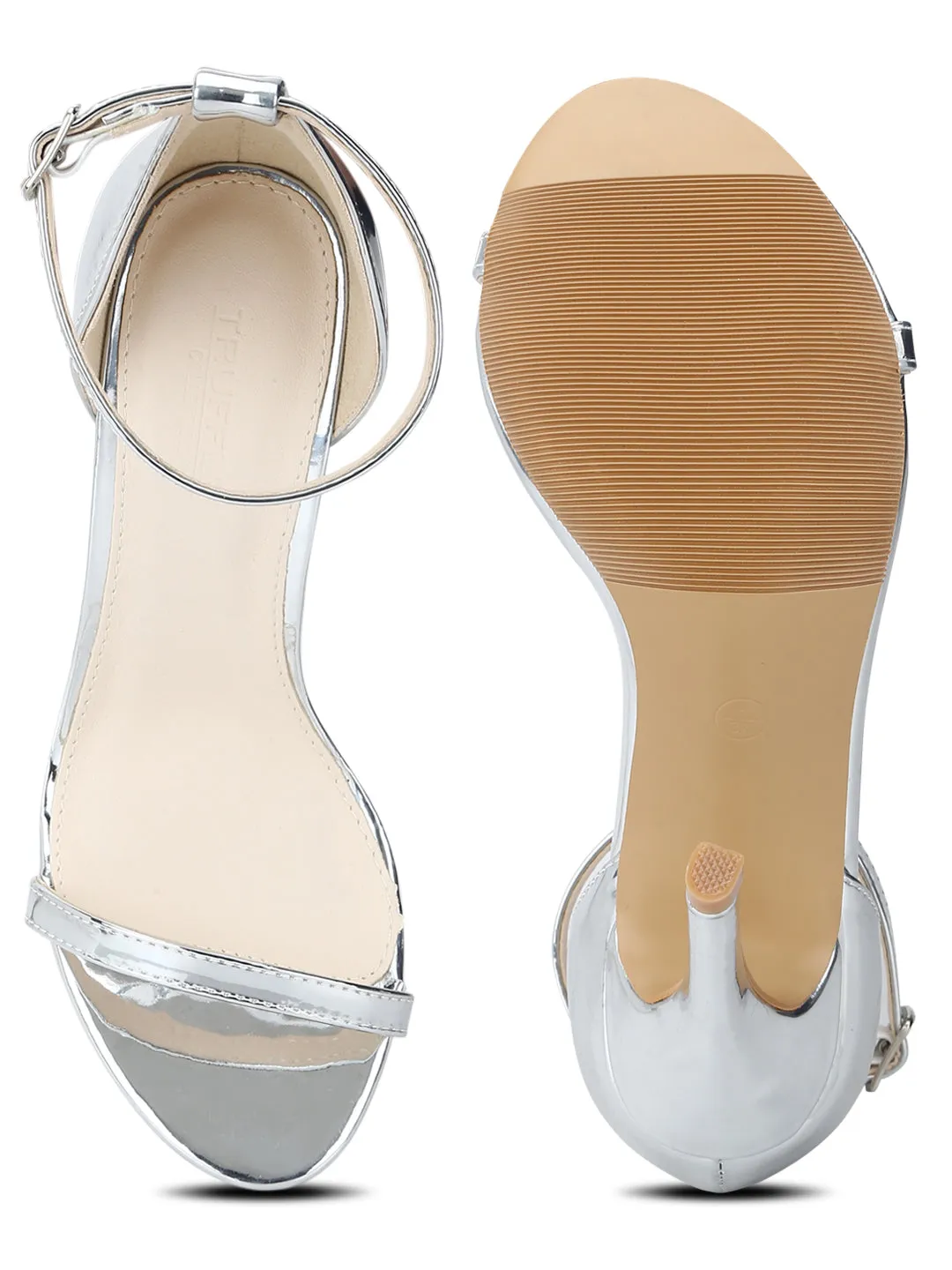 Silver PU Barely There Stilettos Synthetic