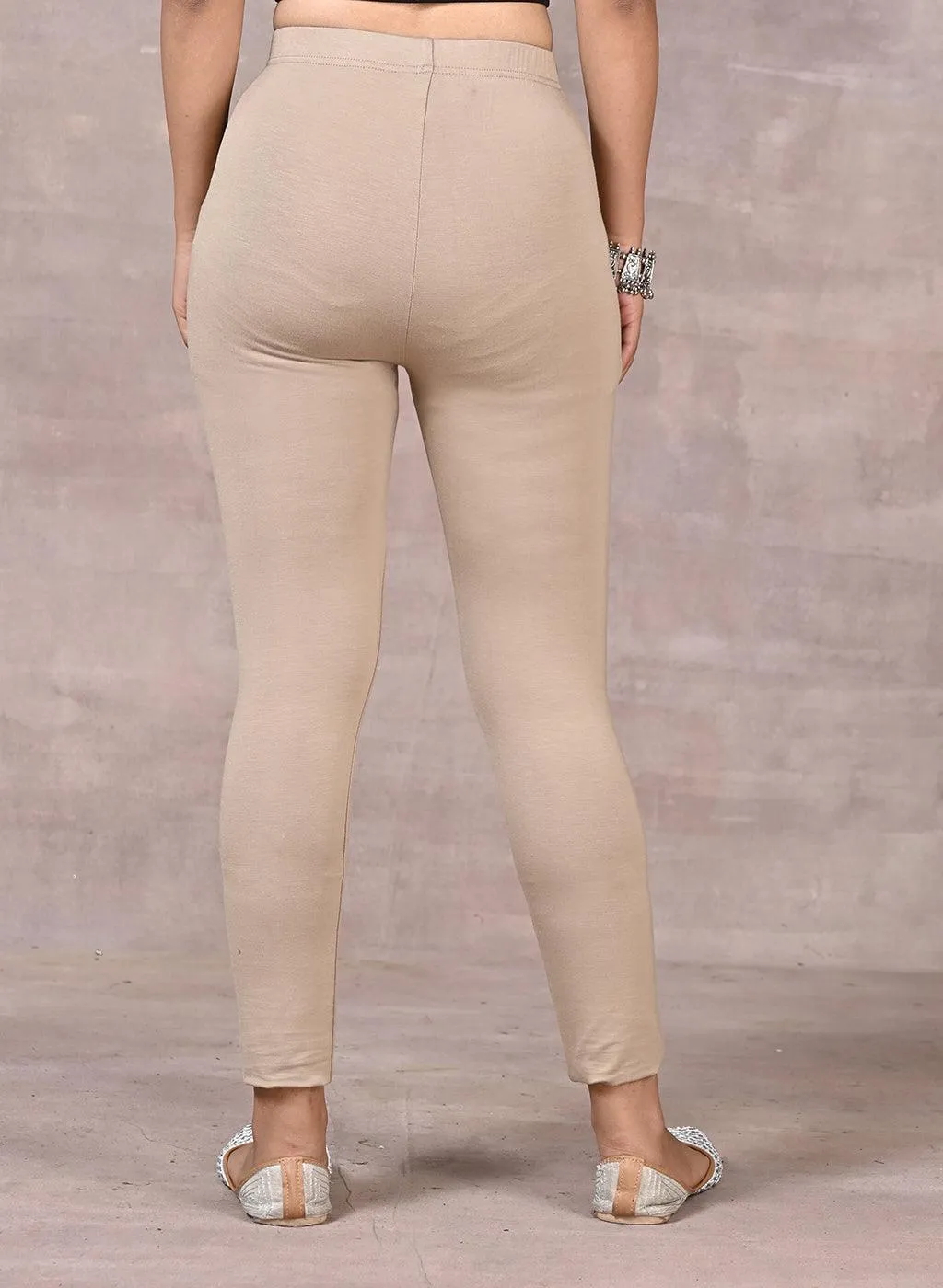 Sofia Bright Beige Skinny Fit Leggings for Women