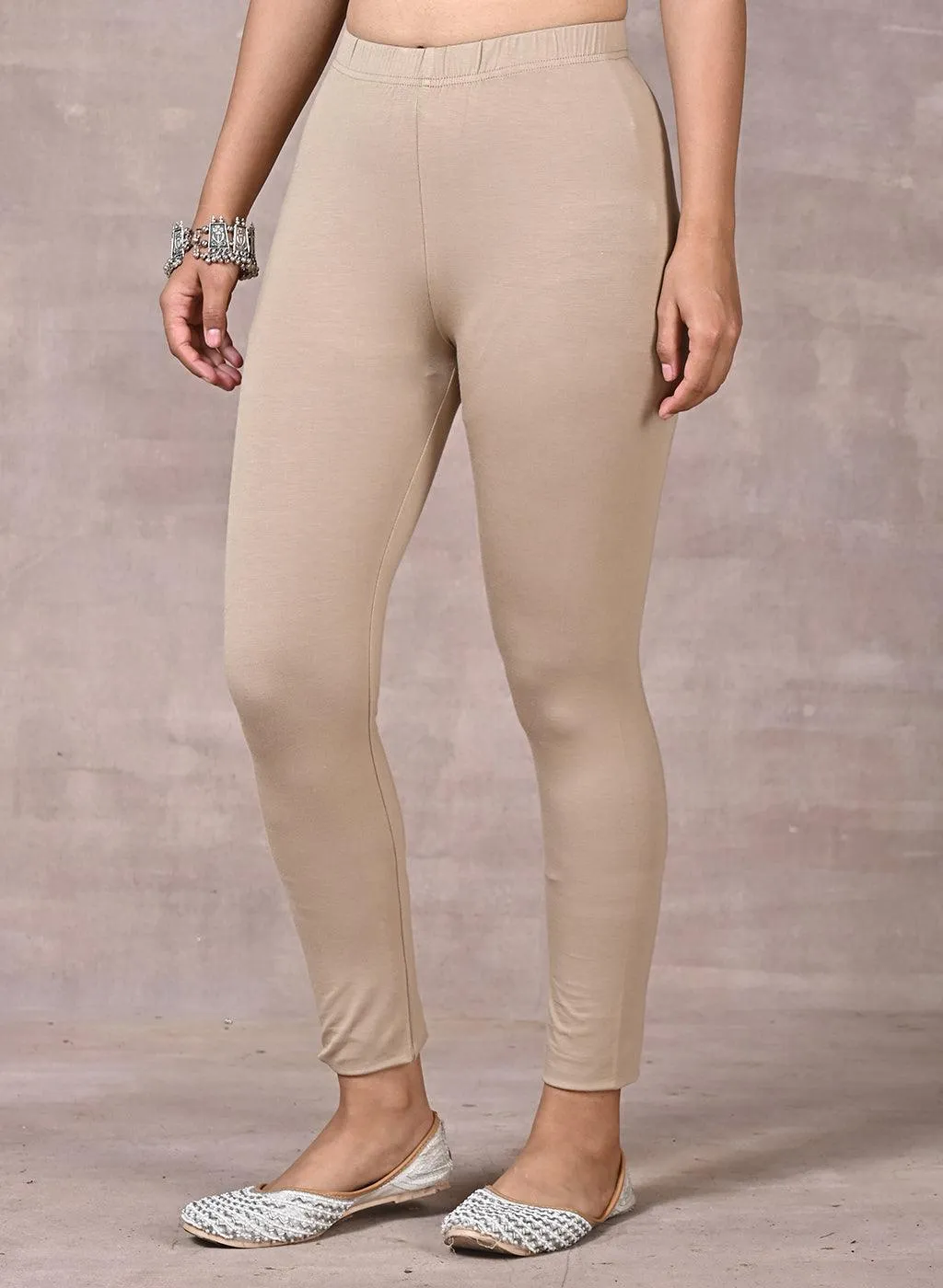 Sofia Bright Beige Skinny Fit Leggings for Women