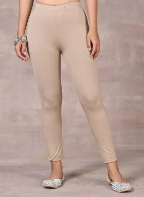 Sofia Bright Beige Skinny Fit Leggings for Women