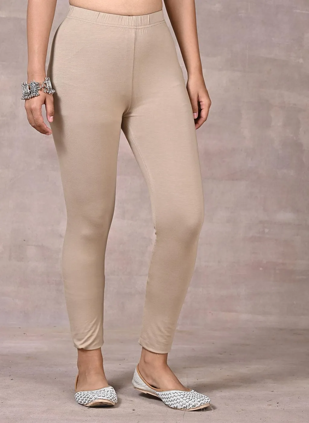 Sofia Bright Beige Skinny Fit Leggings for Women