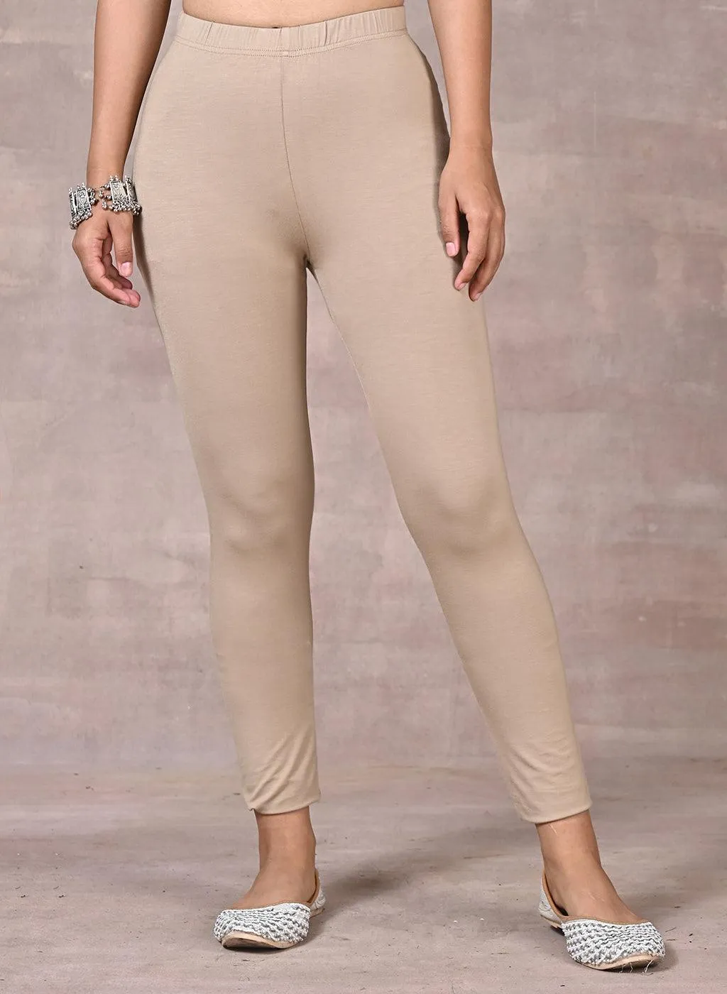 Sofia Bright Beige Skinny Fit Leggings for Women