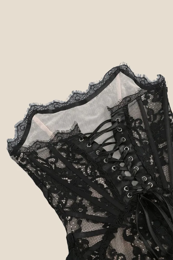 Strapless Black Tight Lace Short Dress with Shawl