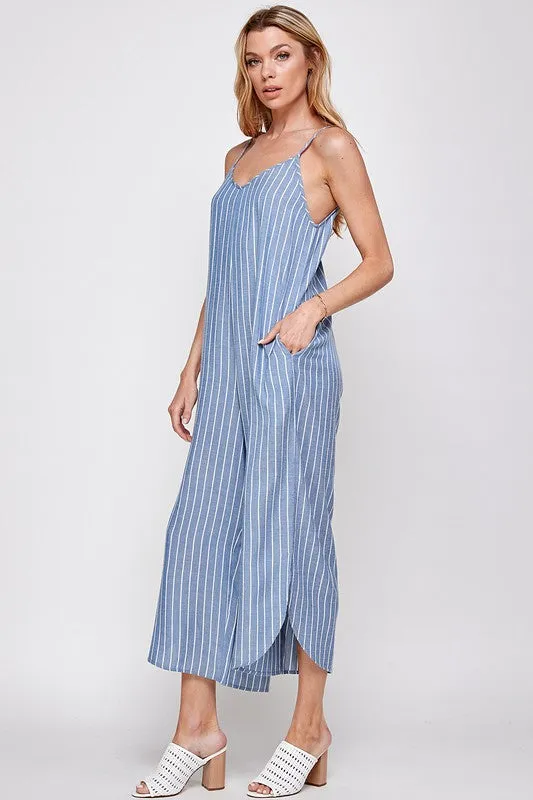 STRIPED WIDE LEG JUMPSUIT