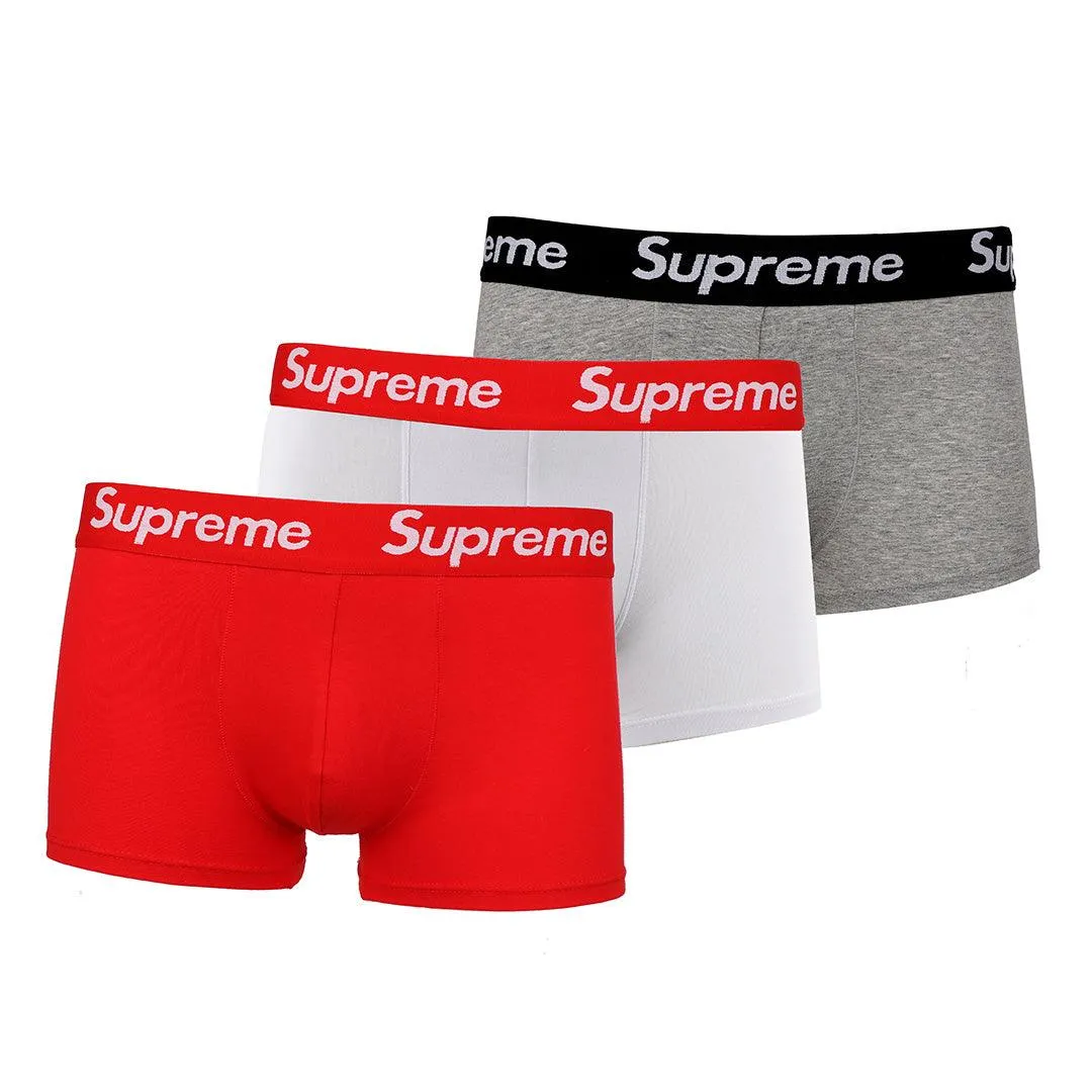 Supreme Design 3 IN 1 Pack Red or Black White and Grey Boxers