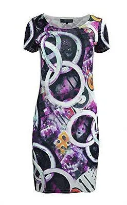 TATTOPANIi-womens-short-sleeved-dress-with-muticolored-pattern-print