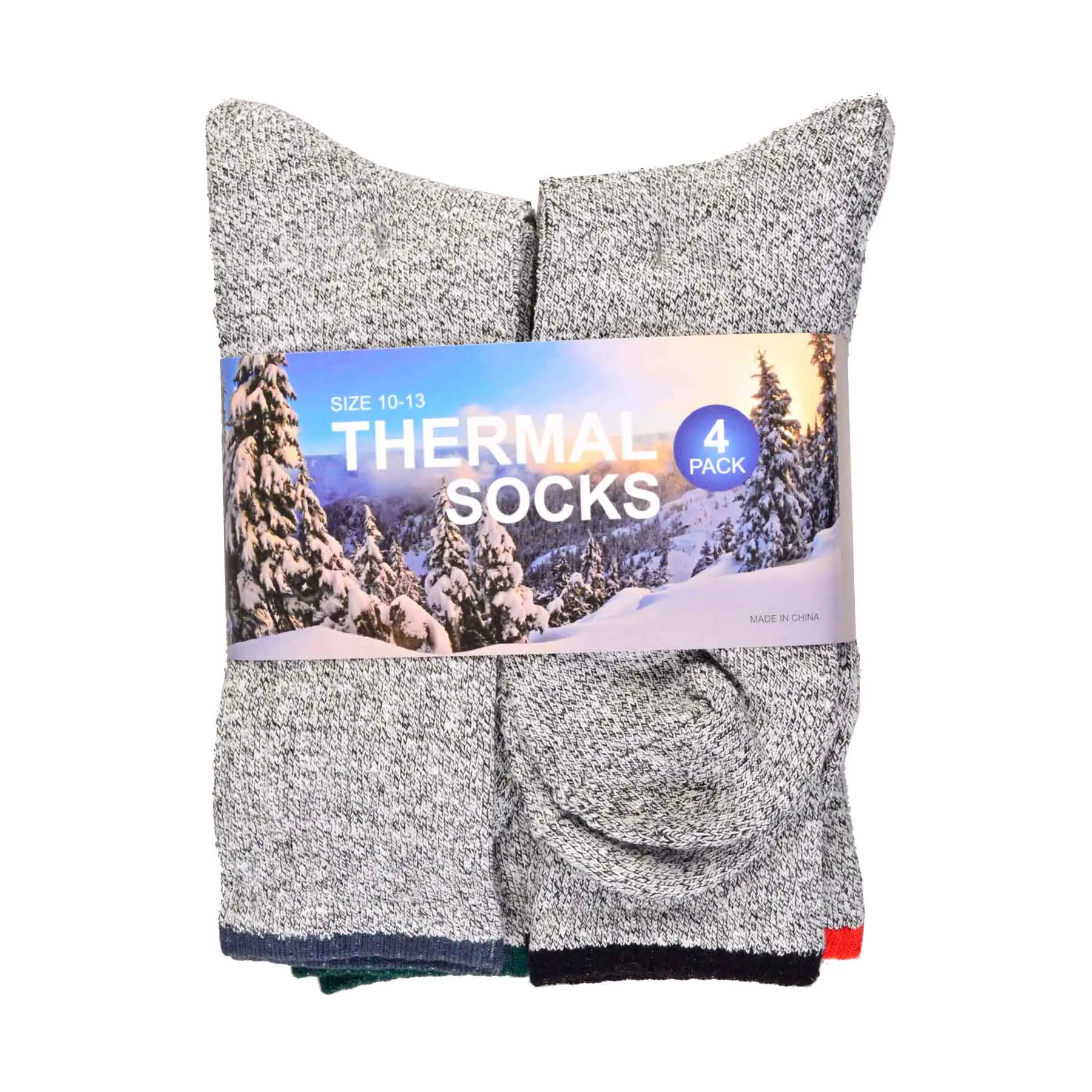 TeeHee Socks Men's Thermal Cotton Crew Color Tip 4-Pack (50761)