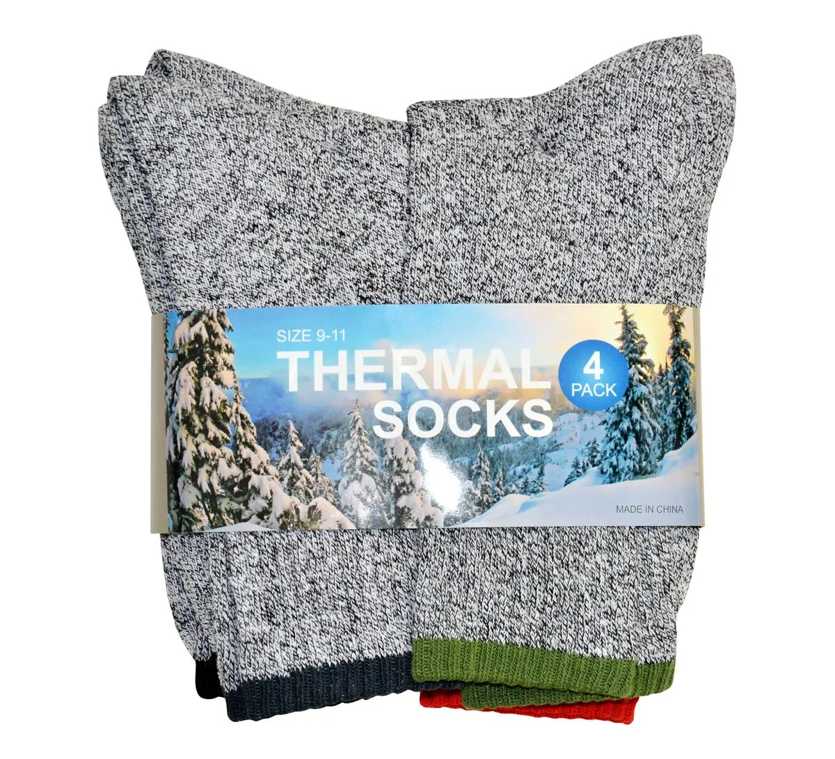 TeeHee Socks Men's Thermal Cotton Crew Color Tip 4-Pack (50761)