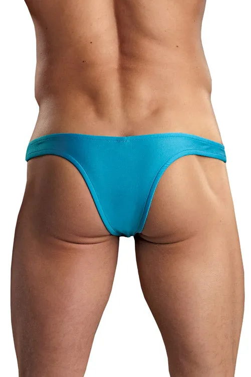 Turquoise Euro Male Spandex Pouch Wide-Back Thong Underwear