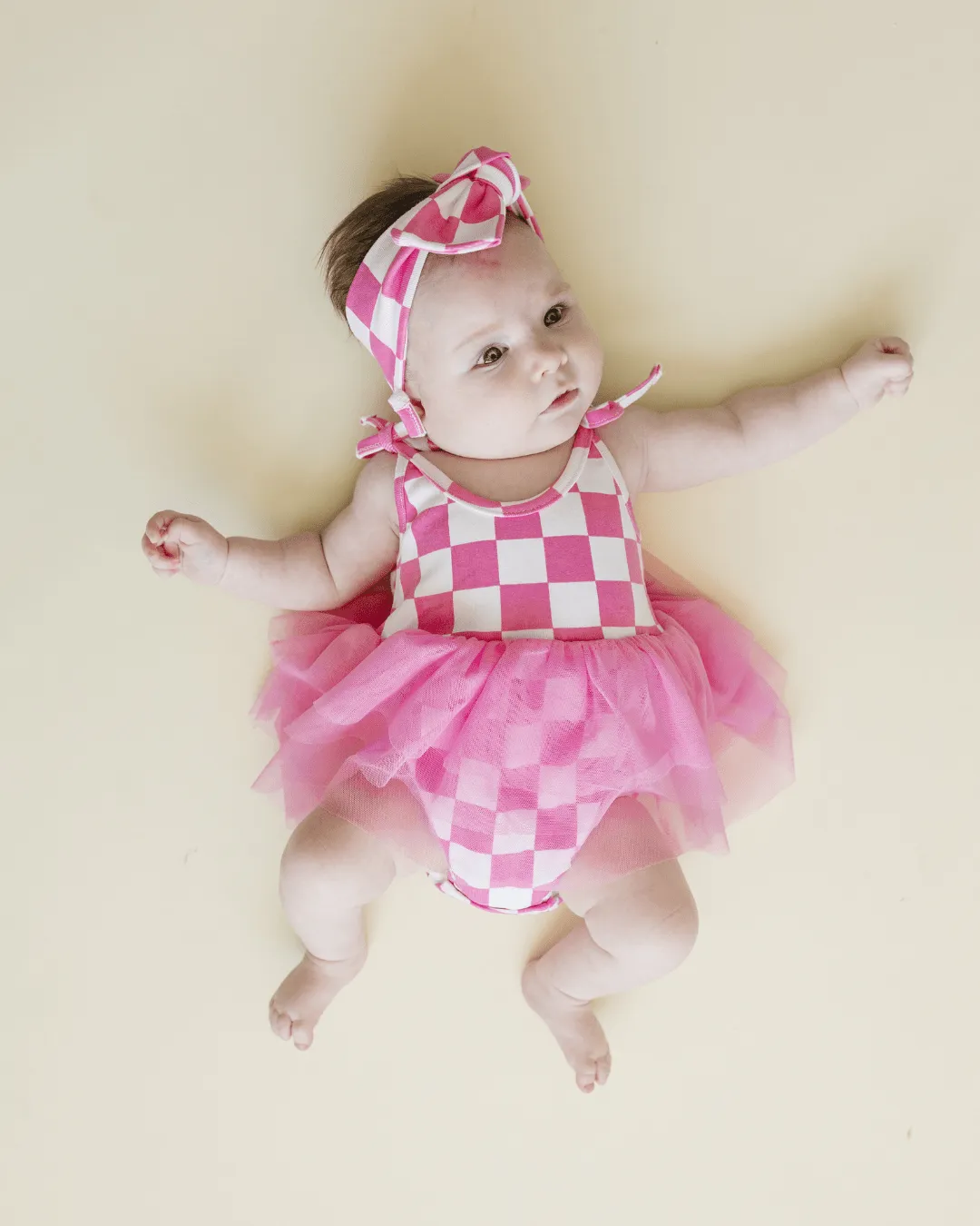 Tutu Romper | Checkered Bubble Gum