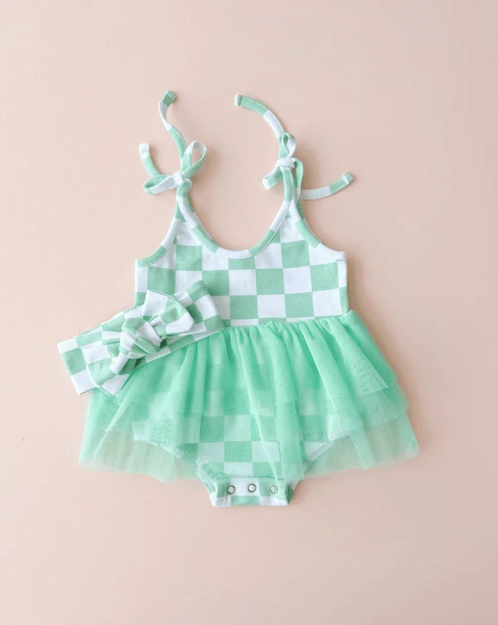 Tutu Romper | Checkered Mint