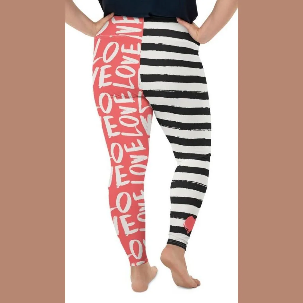 Two-Patterned Valentine's Day Plus Size Leggings