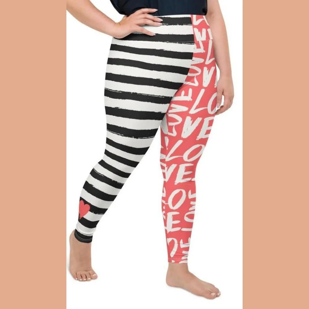 Two-Patterned Valentine's Day Plus Size Leggings