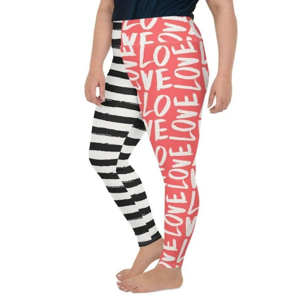 Two-Patterned Valentine's Day Plus Size Leggings