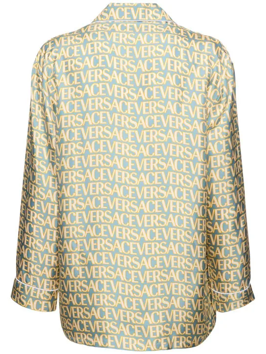 Versace   Monogram printed silk twill shirt 