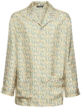 Versace   Monogram printed silk twill shirt 