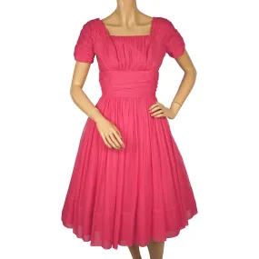 Vintage 1950s 60s Pink Chiffon Party Dress Algo Size M