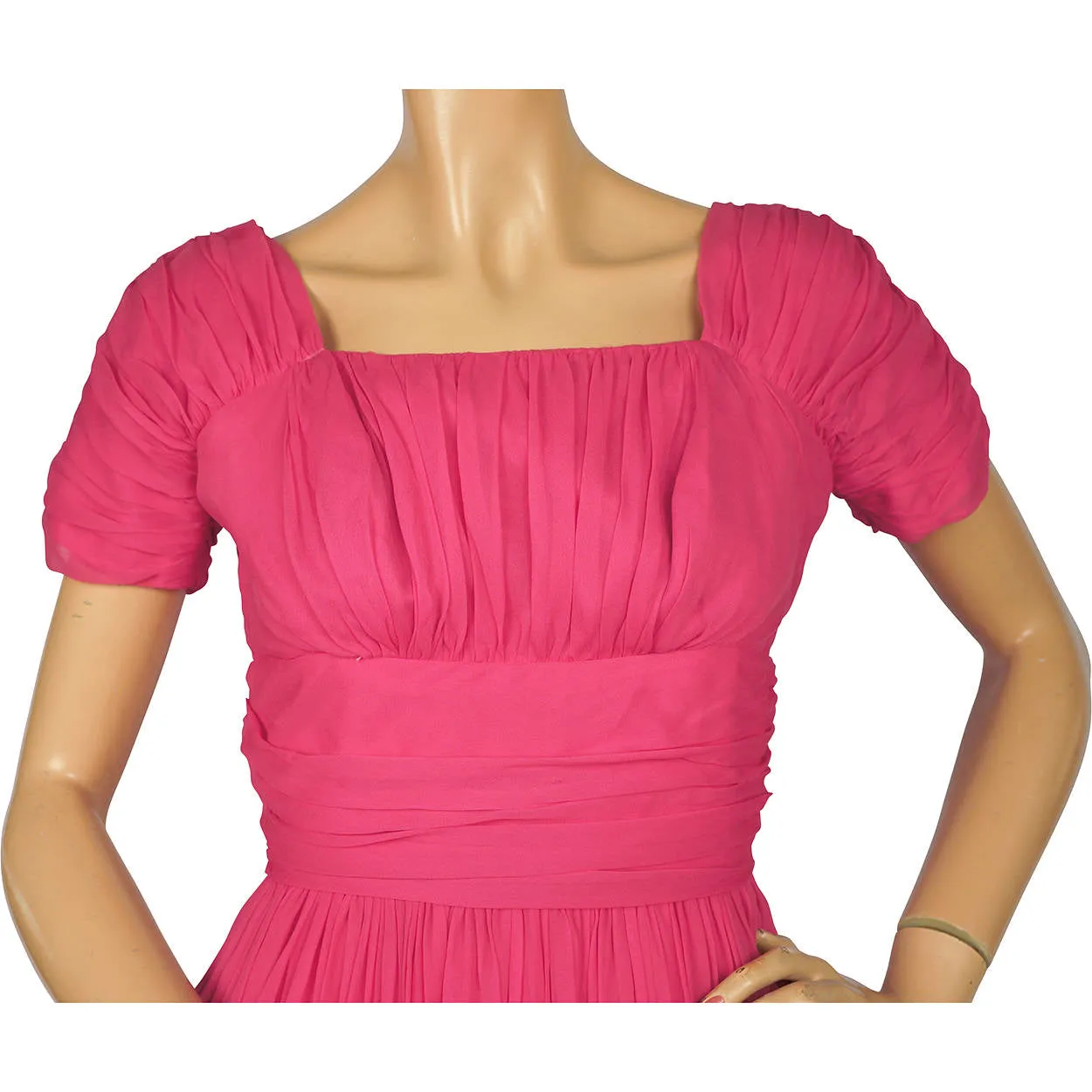 Vintage 1950s 60s Pink Chiffon Party Dress Algo Size M