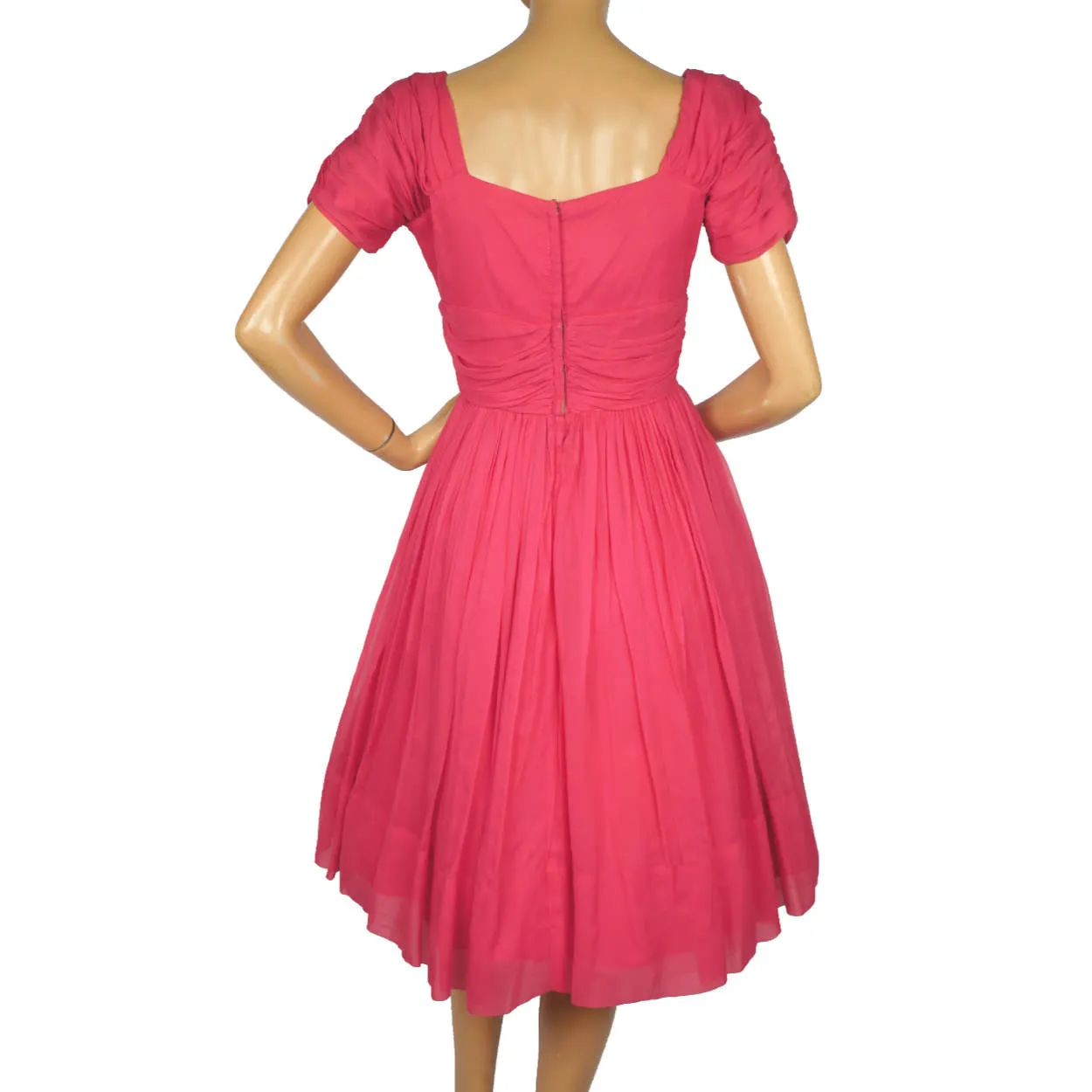 Vintage 1950s 60s Pink Chiffon Party Dress Algo Size M