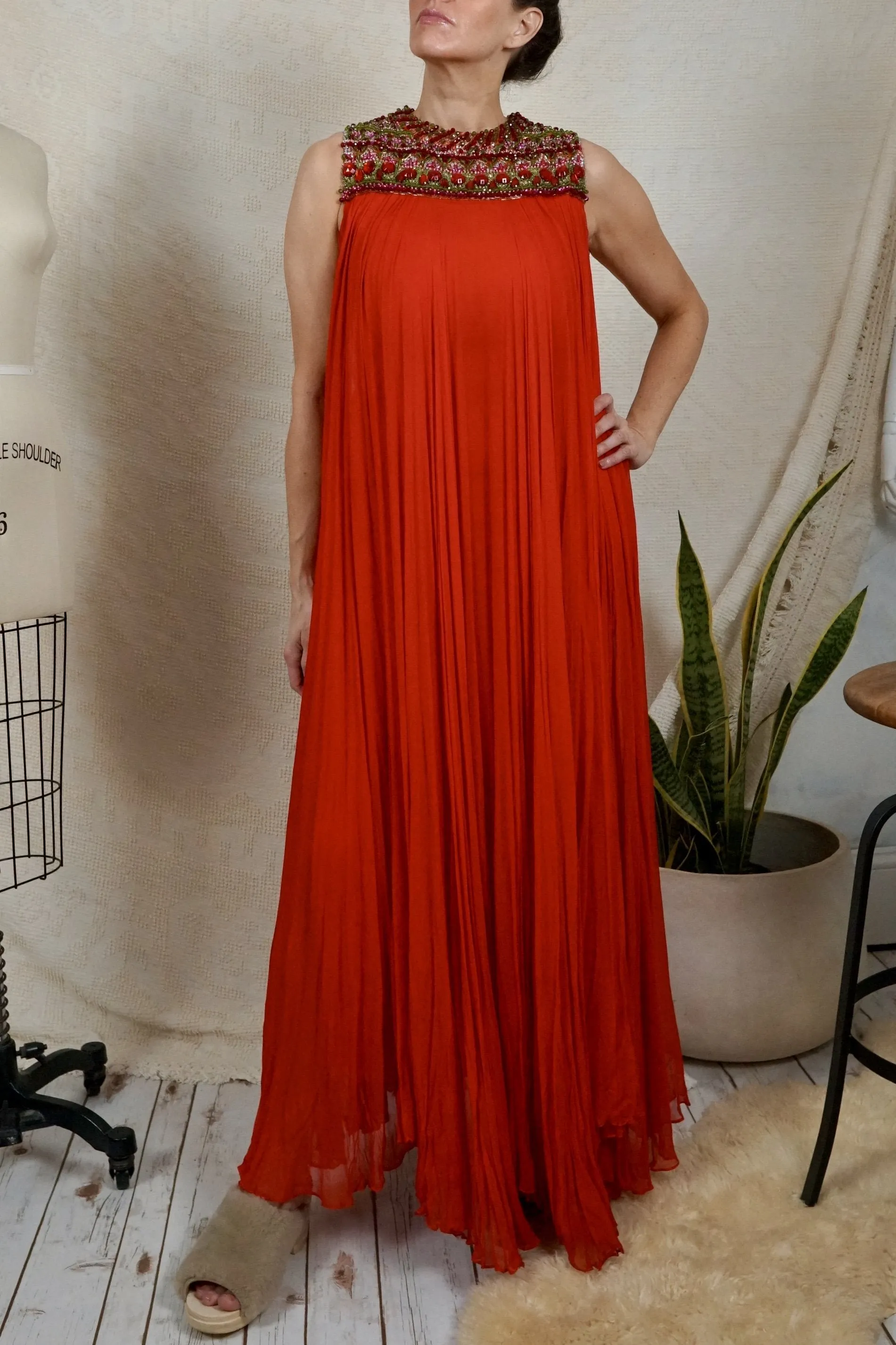 Vintage Red Silk Goddess Dress