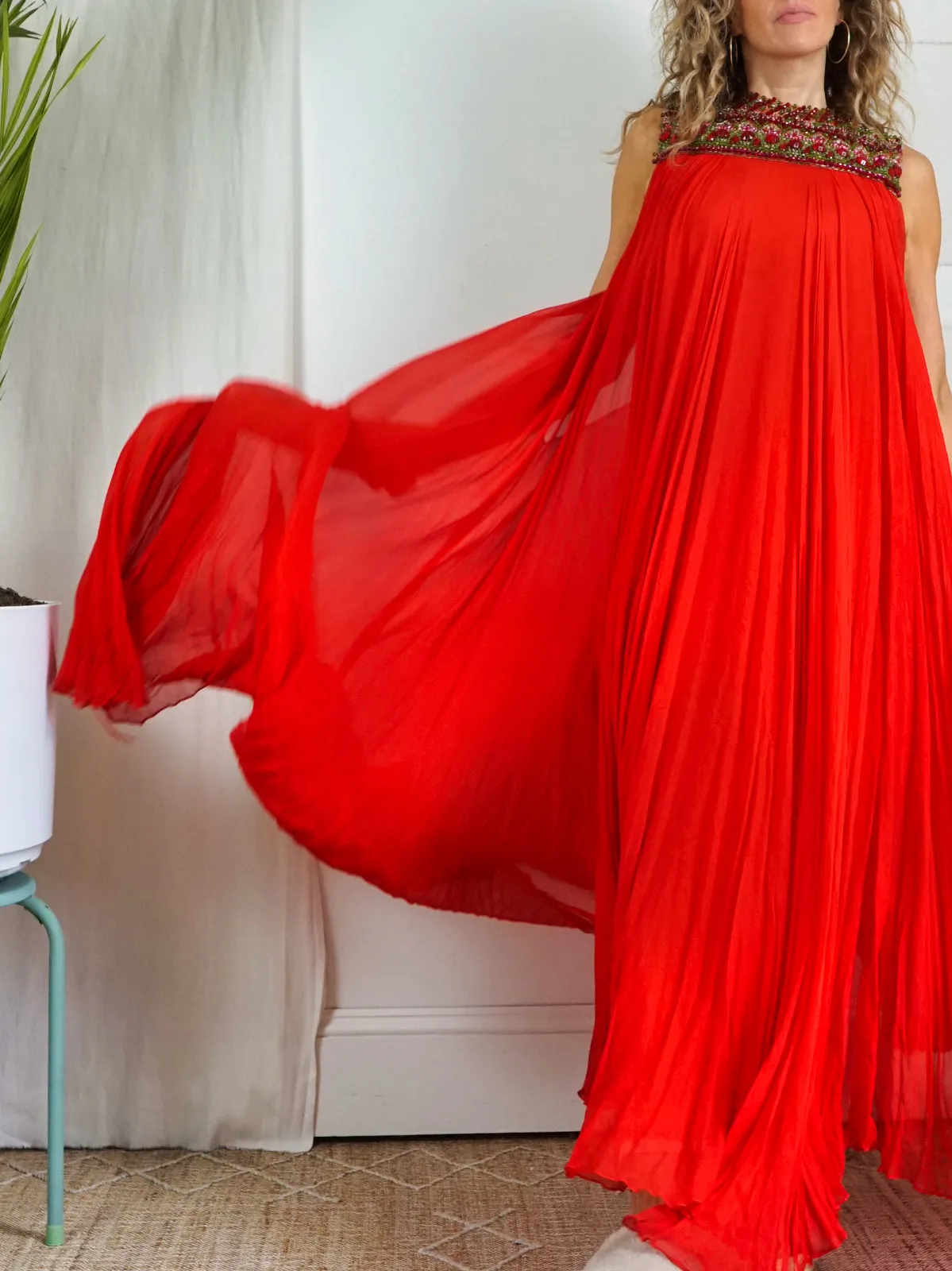 Vintage Red Silk Goddess Dress