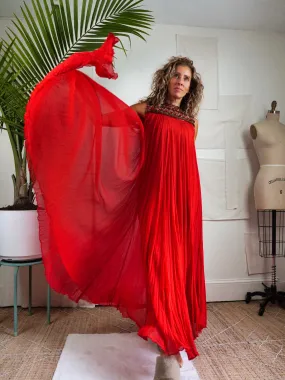 Vintage Red Silk Goddess Dress