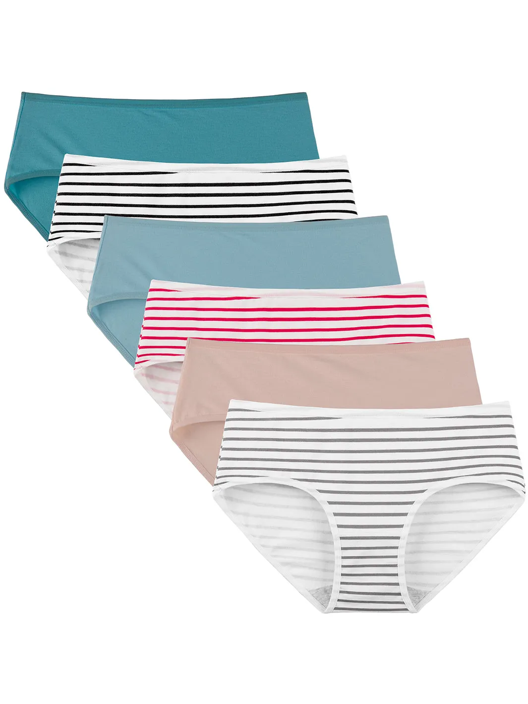 Women's Cotton Mid Waist Hipster 6-Pack