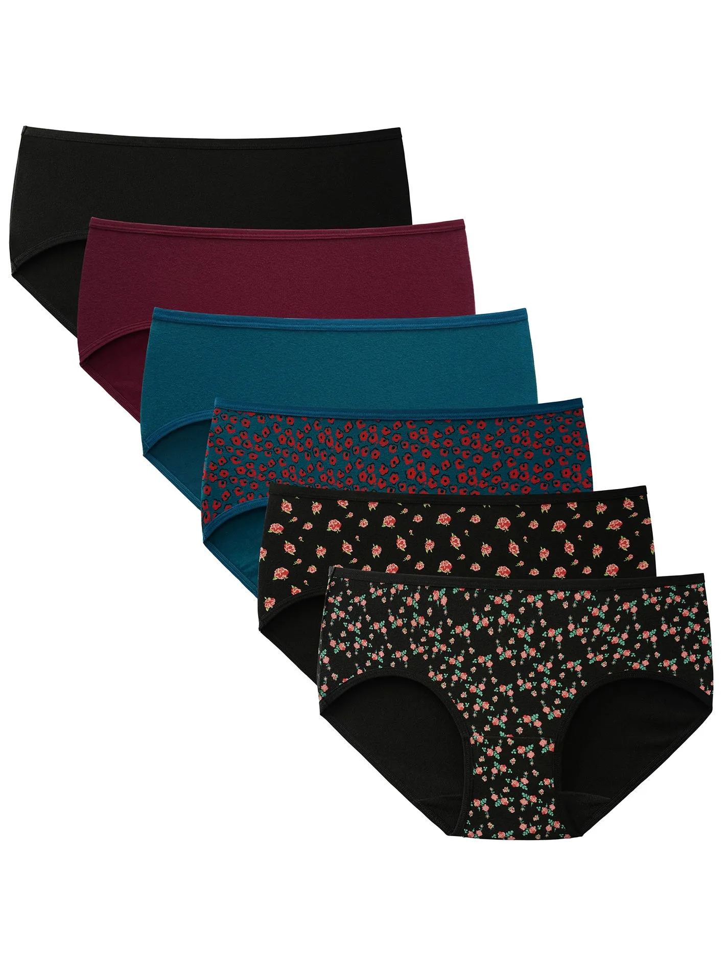 Women's Cotton Mid Waist Hipster 6-Pack