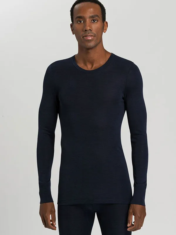 Woolen silk Long Sleeve shirt navy