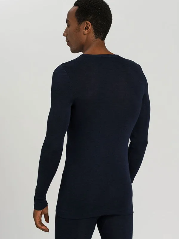 Woolen silk Long Sleeve shirt navy